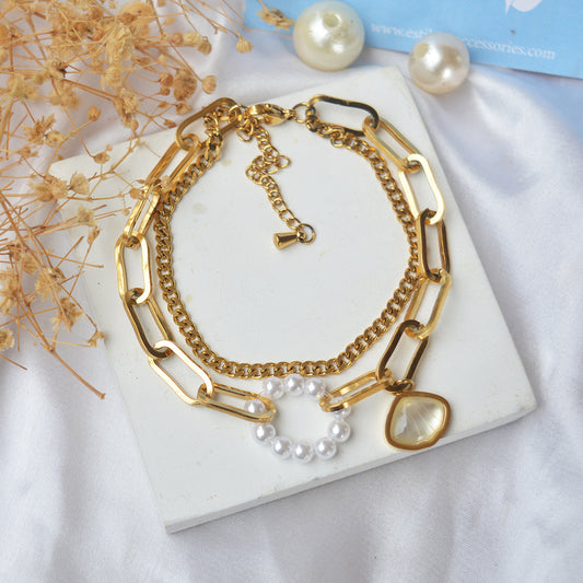 Double layer chain bracelet