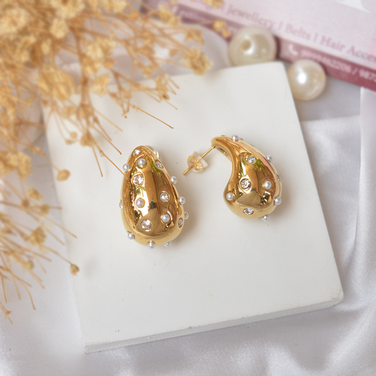 Studded Tear Drop Earings