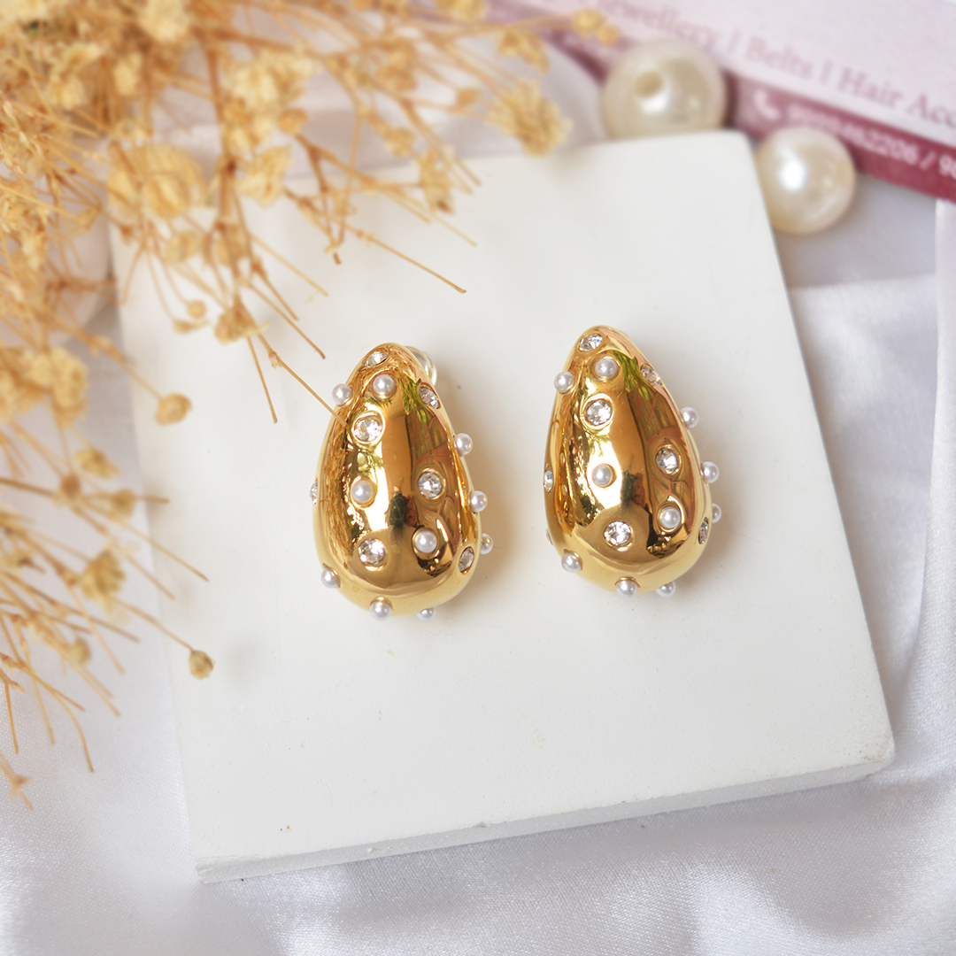 Studded Tear Drop Earings