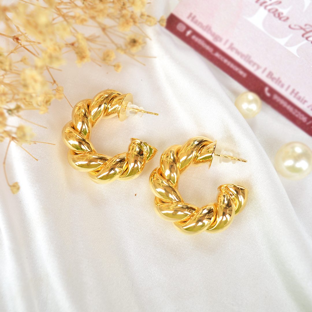 Gold Twisted Hoops