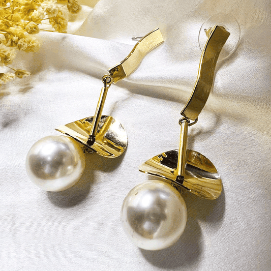 White Pearl Drop Earrings